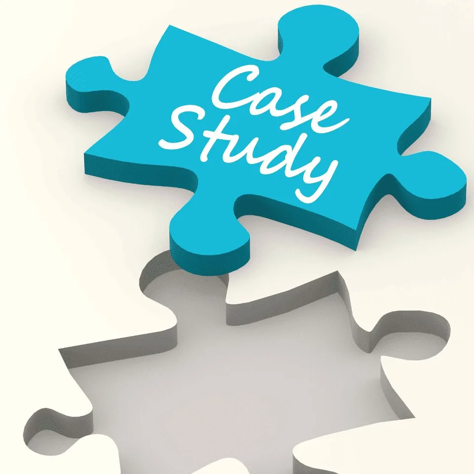 En manglende puslespilsbrik, hvor der står case study.