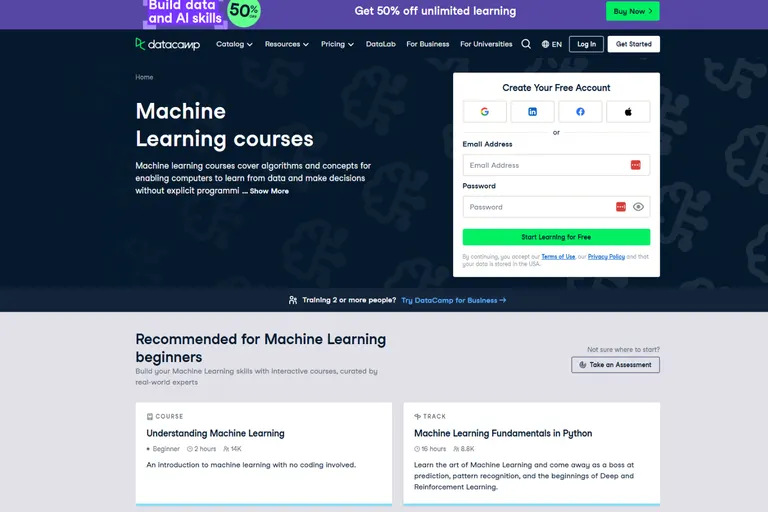 DataCamp ML kurser