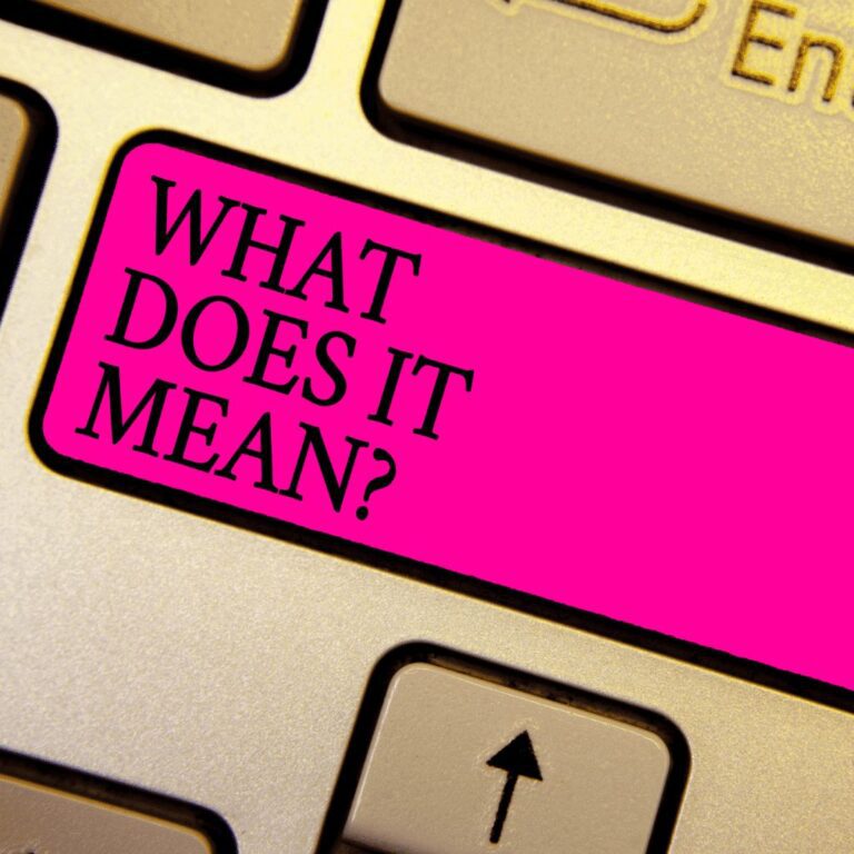 En knap på tastaturet, hvor der står "What does it mean".